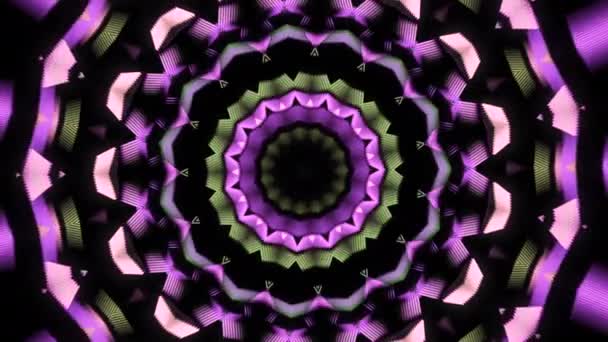 Abstraktní Pohyb Kaleidoskopu Geometrickým Obrazcem Animace Ozdobná Mandala Opakujícími Fraktálními — Stock video