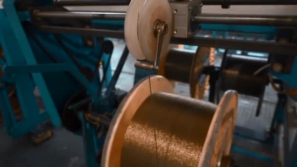 Industrial Machine Winding Copper Wire Coils Creative Automated Production Metallurgical — Stock Video