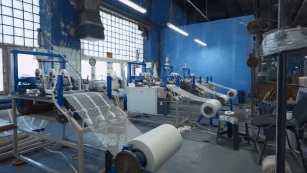Produção Industrial Grades Plástico Criativa Máquinas Enrolamento Malhas Termoplásticas Feitas — Vídeo de Stock