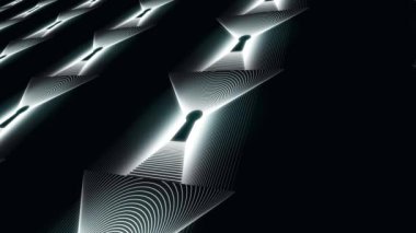 Dışarıdan gelen parlak ışık delikleri. Animasyon. Canlandırılmış dijital anahtar delikleri satırları