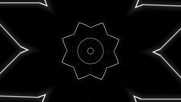 Geometrik Çiçek Deseni Yanıp Sönen Hareketler Animasyon Siyah Arka Planda — Stok video