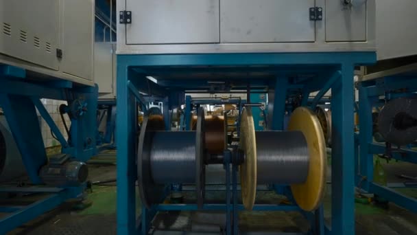 Rotating Coils Industrial Enterprise Creative Process Plastic Alloy Winding Polymer — Stock Video
