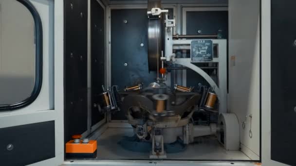 Rotierende Maschine Mit Kupferdrahtwicklung Kreativ Automatisierte Maschine Zum Wickeln Von — Stockvideo