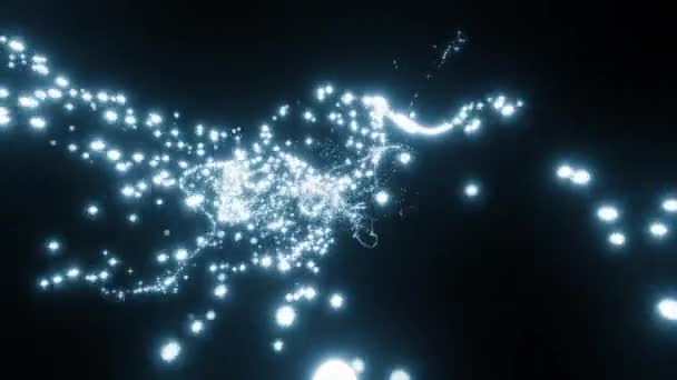 在黑色背景下快速移动的微小闪光的Bokeh粒子 霓虹灯圆点 — 图库视频影像