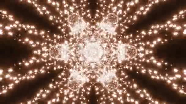 Kalejdoskop Świecących Gwiazd Projektowanie Pulsujący Wzór Ozdoby Rozrzucającymi Się Cząstkami — Wideo stockowe