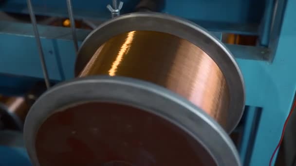 Close Copper Wires Wound Huge Coil Creative Concept Energy Transport — Stock Video