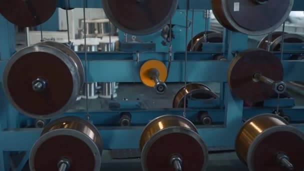Furniture Cable Manufacturing Equipmet Workshop Creative Industrial Metal Plant Spinning — Stock Video
