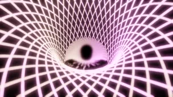 弯曲和交叉线的抽象涡旋 涡旋内球体的光学错觉 — 图库视频影像