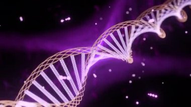 Gerçekçi DNA 3D çift sarmal. Tasarım. Bilim konsepti, parlak spiral, insan hayatı ve evrim kavramı.