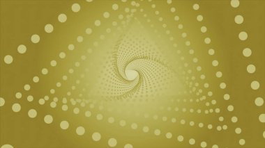 Noktalardan oluşan üçlü spiral bir tünel. Hareket. Üçgen spiralden yapılmış basit bir tünel. Üçgenli spiral tüneldeki noktalar. Görsel hipnotik etki.