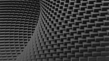 3 boyutlu çarpıtma ile geometrik arkaplan değiştiriliyor. Tasarım. Üç boyutlu spiral kıvrımlı karelerin arkaplanı hareket ediyor. Sanal 3 boyutlu uzayda spiral çatlak.