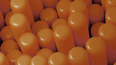 Çizgi film tarzında 3 boyutlu çubukları taşımak. Tasarım. Yükselen ve düşen 3D kolonlar. Modern tasarımda yuvarlak sütunların 3D hareketi.