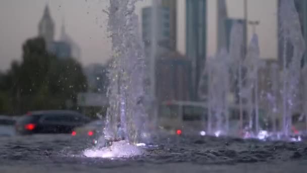 Száraz Szökőkút Vize Parkban Víz Lövellt Szökőkútból Forráspatakok Közelkép — Stock videók