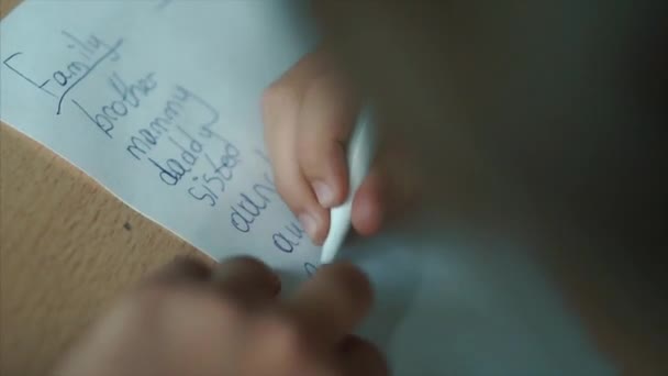 Κορίτσι Που Γράφει Σημειωματάριο Κατά Διάρκεια Του Μαθήματος Κάνει Ασκήσεις — Αρχείο Βίντεο