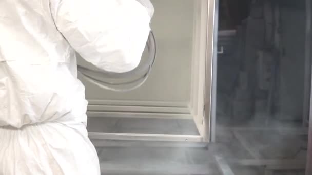 Przemysł Ciężki Przemysłowych Malowanie Klip Malarz Ubranie Ochronne Maskę Specjalnym — Wideo stockowe
