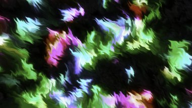 Renkli ışık yayılımları. Hareket. Hareket eden renkli ışık dalgaları olan bir arka plan. Renkli parlak radyasyon noktalarının dalgalı hareketleri.