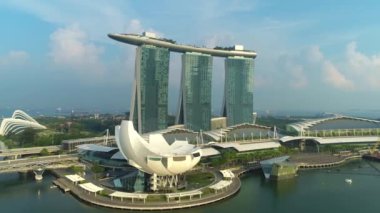 Marina Bay Sands Singapur hava görünümünü. Vurdu. Singapur şehir manzarası ile Marina Bay Sands, havadan görünümü.