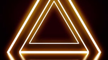 Kameranın yakınlaştırma parlak neon renkli üçgenler lazer. Şaşırtıcı tünel