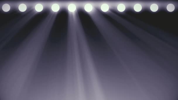 Яскраві Сценічні Вогні Блимають Білим Кольором Безшовної Петлі Освітлення Анімації — стокове відео