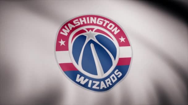 Basketbal Washington Wizards Vlag Zwaait Transparante Achtergrond Close Van Zwaaiende — Stockvideo