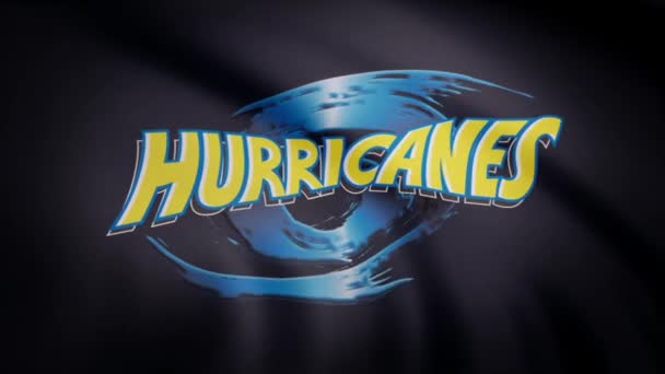 Rugby Hurricanes Drapeau Agite Sur Fond Transparent Gros Plan Drapeau — Video