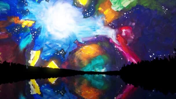 Gouttes Colorées Psychédéliques Sur Fond Abstrait Mouvement Peinture Colorée — Video