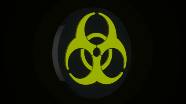 Straling Biohazard Dood Quarantaine Set Borden Zwarte Achtergrond Radioactieve Symbool — Stockvideo