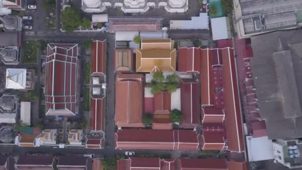 Letecký Pohled Wat Phra Hariphunchai Pagoda Chrám Důležité Náboženské Cestování — Stock video