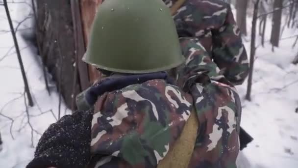 Soldados Com Barraca Armas Clipe Soldados Militares Com Armas — Vídeo de Stock