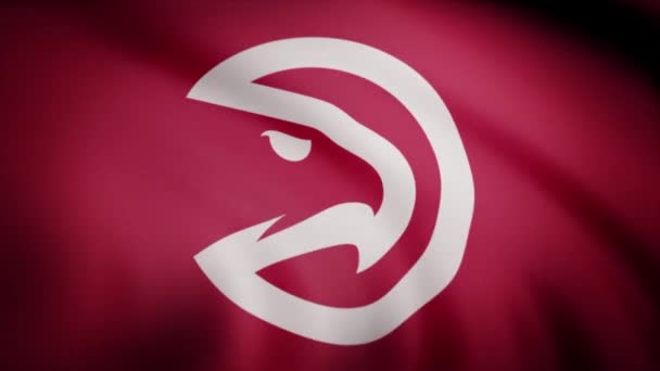 Kosárlabda Atlanta Hawks Zászló Integet Átlátható Háttérrel Egy Közeli Kép — Stock videók