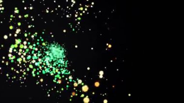Soyut bokeh parçacıklar renkli. Arka plan, parlayan ışıklar, kıvılcım ve parçacıklar hareket renkler.