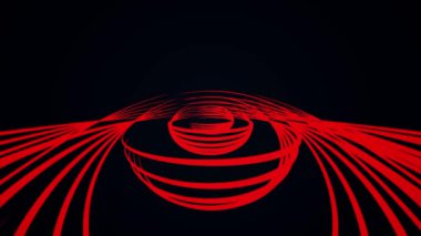 Siyah arkaplanda izole edilmiş kaotik soyut renk çizgileri. Döngü animasyonu. Kırmızı çizgiler.