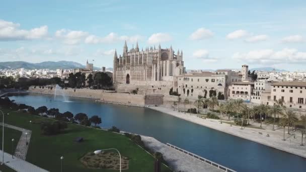 Letecké Záběry Catedral Santa Maria Palma Mallorca Letecký Pohled Katedrálu — Stock video