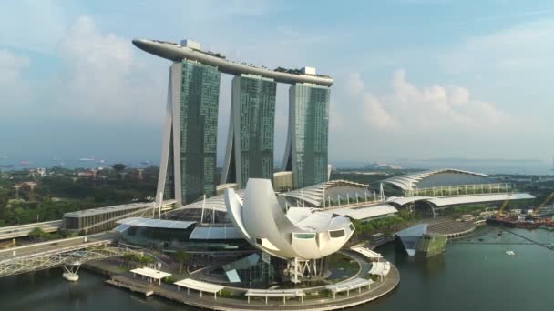 Vista Aérea Marina Bay Sands Singapore Atingido Vista Aérea Cidade — Vídeo de Stock