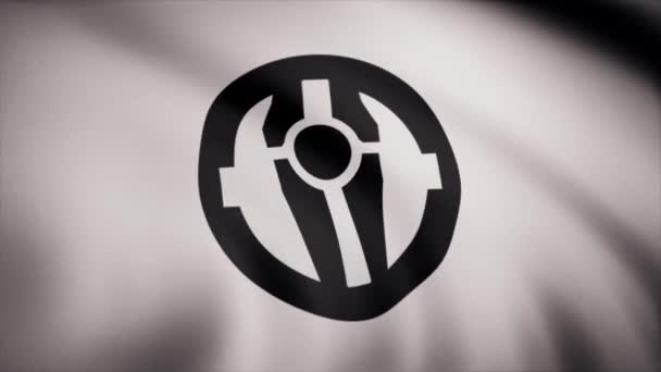 Звездные Войны Мандалорский Символ Размахивает Флагом Прозрачном Фоне Крупный План — стоковое видео