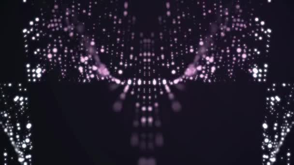 移动粒子动画背景 在紫色背景上流动的光点 空间概念 — 图库视频影像