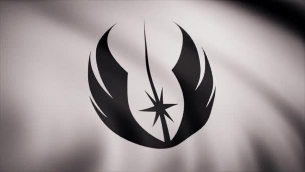 Star Wars Bandera Orden Jedi Ondea Sobre Fondo Transparente Primer — Vídeos de Stock