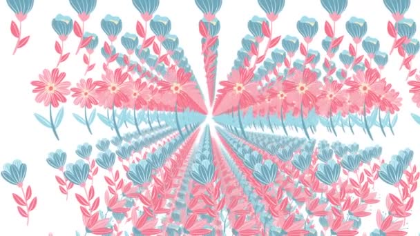 Florale Achtergrond Animatie Een Lus Bloemen Krans Witte Achtergrond Animatie — Stockvideo