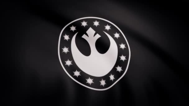 Star Wars Vlag Van Nieuwe Republiek Zwaait Transparante Achtergrond Close — Stockvideo