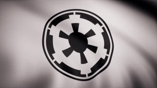 Gwiezdne Wojny Nowa Flaga Imperium Galaktycznego Macha Przejrzystym Tle Zbliżenie — Wideo stockowe