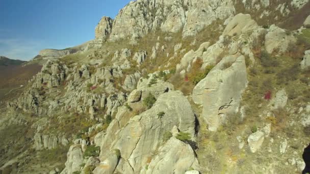 Вид Воздуха Скалы Скалистые Горы Деревья — стоковое видео