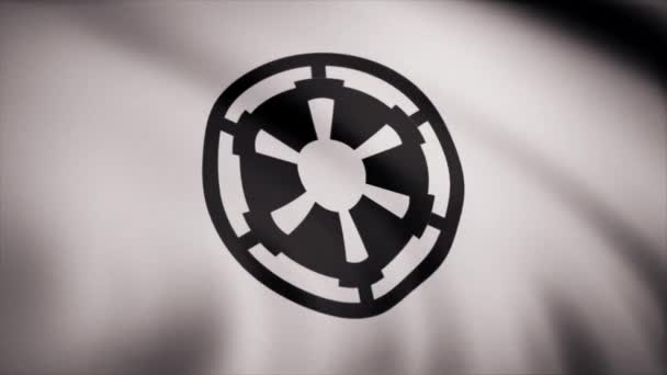 Звездные Войны Флаг Галактической Империи Развевается Прозрачном Фоне Крупный План — стоковое видео