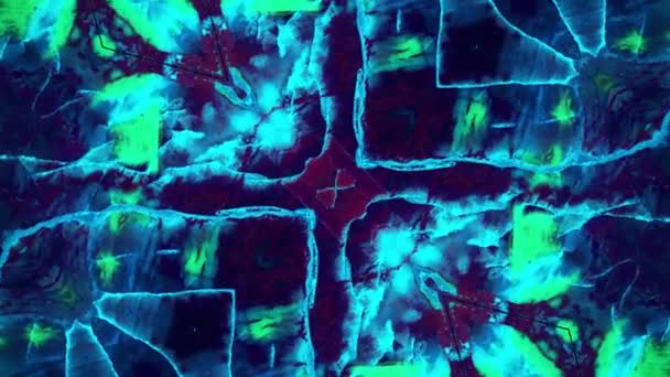 Schémas Séquence Kaléidoscope Bleu Abstrait Fond Graphique Mouvement Multicolore Bel — Video