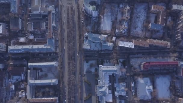 Bovenaanzicht Luchtfoto Van Vliegende Drone Van Een Global City Met — Stockvideo