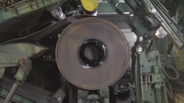 Metal Coils Machine Machine Factory Machine Rolling Steel Sheet Warehouse — Stock Video