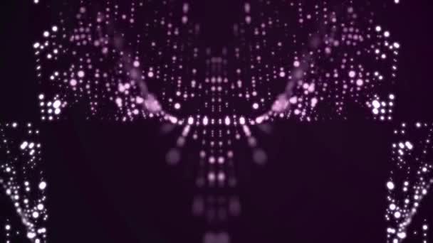Bewegte Partikelanimation Hintergrund Fließende Lichtpunkte Auf Violettem Hintergrund Raumkonzept — Stockvideo