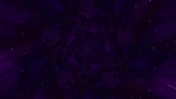 虫洞直通时间和空间 还有数百万颗恒星 循环动画与星际旅行通过一个蓝色的力场与星系和恒星 通过这个小说直接向前扭曲 — 图库视频影像