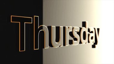 Perşembe başlık. Word Perşembe animasyon. Çizgi film metin - Perşembe.