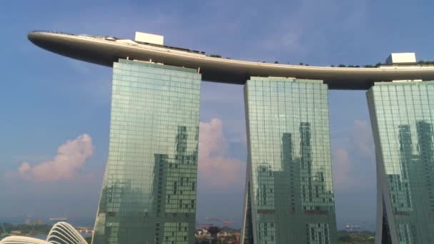 Luchtfoto Van Marina Bay Sands Singapore Schot Luchtfoto Van Skyline — Stockvideo