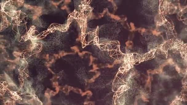 Schöne Partikelanimation Auf Schwarzem Hintergrund Farbe Chaotische Energie — Stockvideo